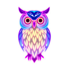 Owl holographic 3D icon. neon symbol vector illustration isolated on white background. Generative AI