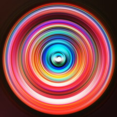 Colorful radial motion effect. Abstract rounded background. Color curves and sphere. Multi color gradient rings and circles wallpaper. Colored texture backdrop and banner.