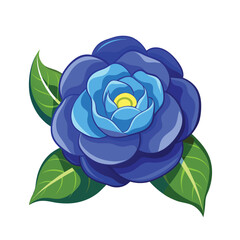 Blue Camellia Flower Vector Illustration  Cartoon, Clipart & Line Art Design1.eps