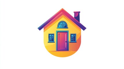 Cartoon Home Icon, Simple, Colorful, Illustration, for Use in UI/UX design