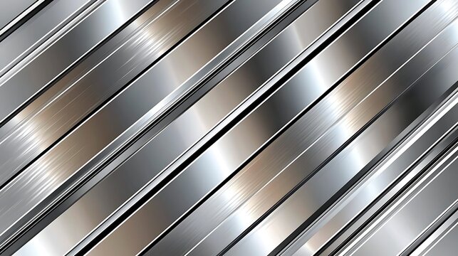 Metallic bars angled with reflections, modern design. Backdrop for technology or industrial designs
