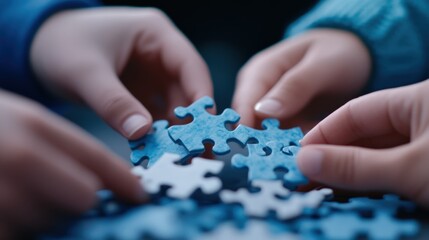 Hands working together to solve a Puzzle