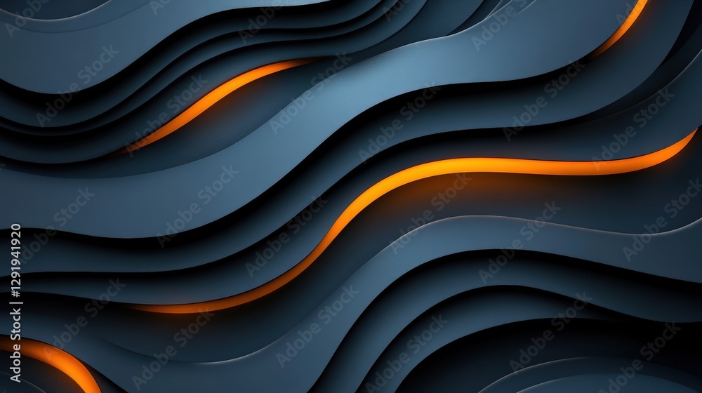 Aufkleber abstract background with wavy lines and orange light creating a dynamic visual composition