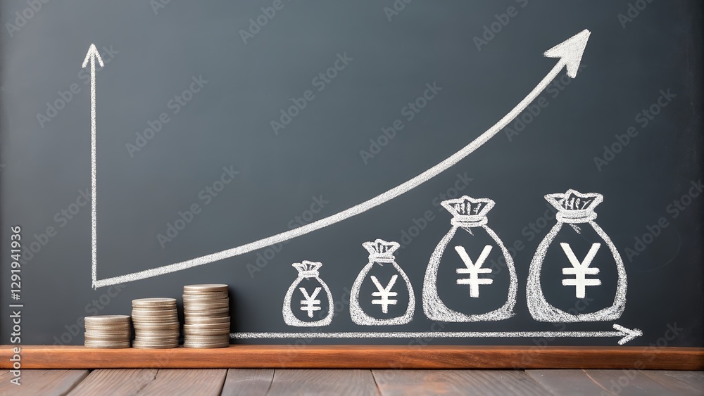 Aufkleber concept of saving and growing money through various investment strategies including savings accounts