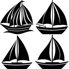 Stylized Sailboat Silhouette Vector Icon Nautical & Marine Theme