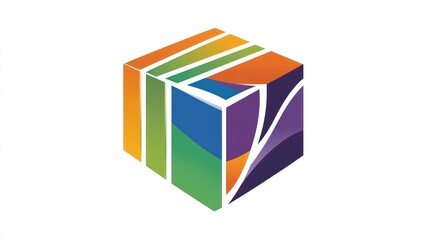 Colorful abstract cube graphic, use for modern design, business, or tech