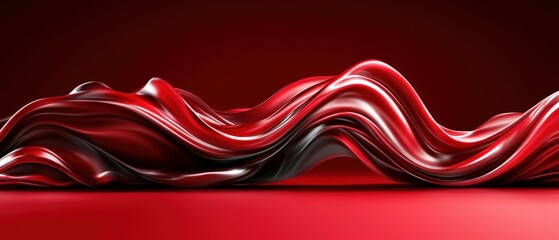 Red and black wavy lines on a red background creating an abstract pattern design
