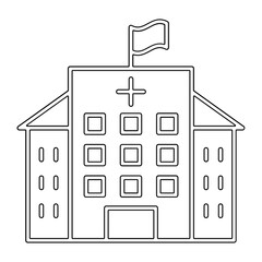 Hospital building icon in line style