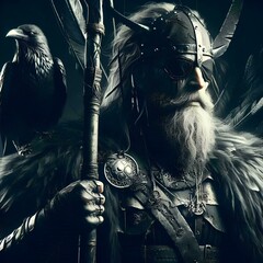 Obraz premium artistic illustration of the norse god odin 14