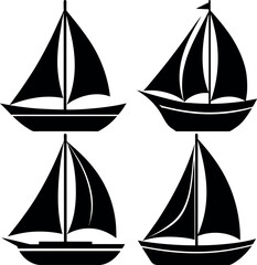 Stylized Sailboat Silhouette Vector Icon Nautical & Marine Theme