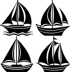 Stylized Sailboat Silhouette Vector Icon Nautical & Marine Theme