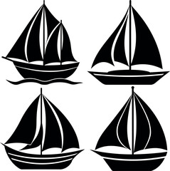 Stylized Sailboat Silhouette Vector Icon Nautical & Marine Theme