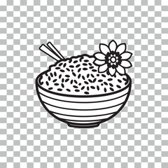 Bowl rice line art Black & White 