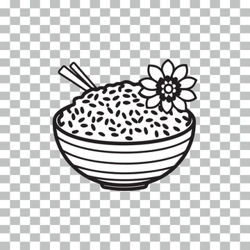 Bowl rice line art Black & White 