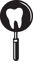 Dental mirror silhouette vector icon. Essential dentistry tool for oral examination and dental care. EPS format for dental clinics, healthcare, and medical designs.