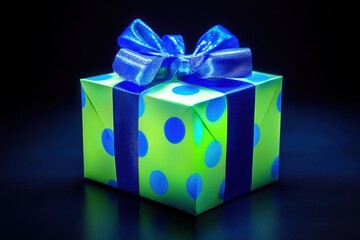 Obraz premium Gift box with glowing bioluminescent wrapping .