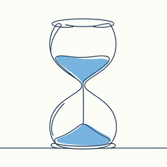 hourglass with blue sand silhouette thin lines flat colors
