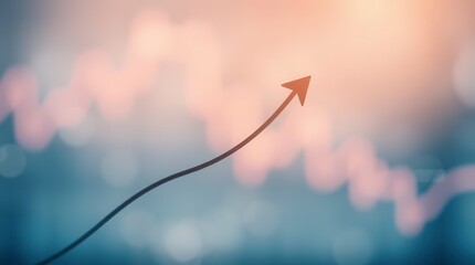 An upward-pointing arrow conveys growth and positive trends against a blurred financial backdrop.