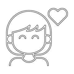 Happy girl icon in line style