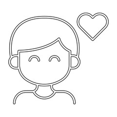 Happy boy icon in line style