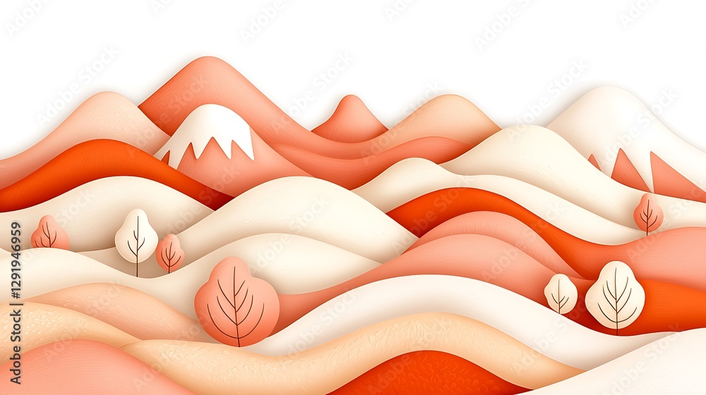 Wall mural mountain range background with small trees for website or print use