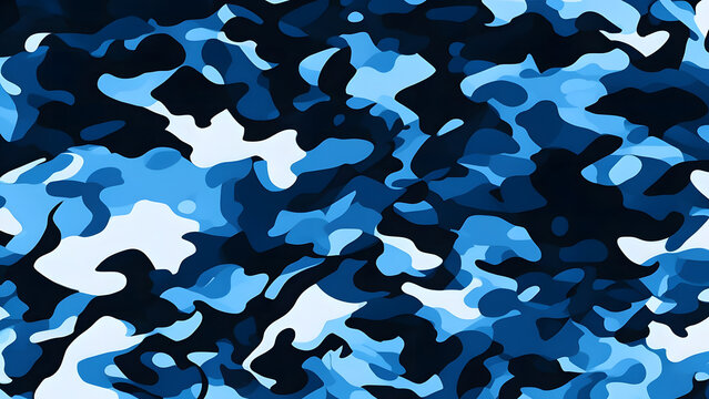 vector camouflage, marine, blue color, army print, protection, stylish background for fabric