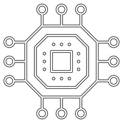 Computer chip icon in line style