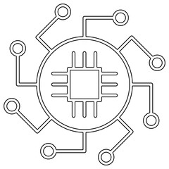 Computer chip icon in line style