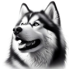 흰 배경, 시베리안 허스키, 펜슬 드로잉, jpeg (white background, Siberian Husky, pencil drawing, jpeg)