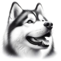흰 배경, 시베리안 허스키, 펜슬 드로잉, jpeg (white background, Siberian Husky, pencil drawing, jpeg)