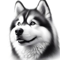 흰 배경, 시베리안 허스키, 펜슬 드로잉, jpeg (white background, Siberian Husky, pencil drawing, jpeg)