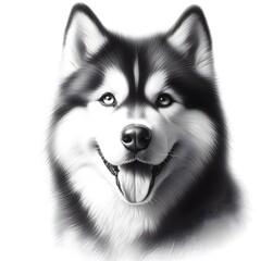 흰 배경, 시베리안 허스키, 펜슬 드로잉, jpeg (white background, Siberian Husky, pencil drawing, jpeg)