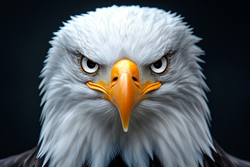 Fototapeta premium Majestic white eagle staring with intense gaze and orange beak