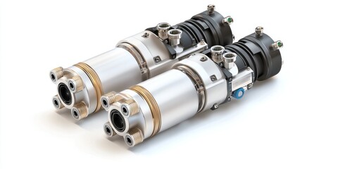 A fiber optic coupler with SC connectors, showing the detail and precision of modern fiber optic components in a clean, white setting.