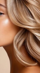 Fototapeta premium A close up of a woman's face with blonde hair