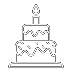 Birthday cake icon in line style