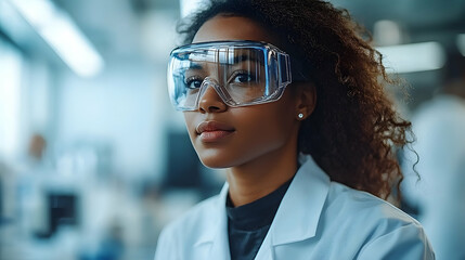 Focused scientist in lab, modern research