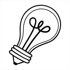 A vector silhouette  image Black bulb icon with white background