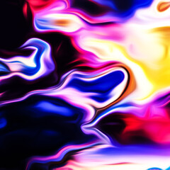 Abstract fluid art digital painting and dynamic swirling patterns with vibrant color transitions.