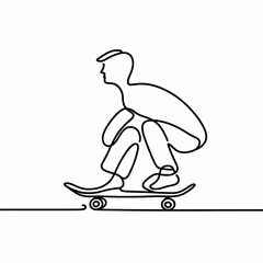 Fototapeta premium man on skateboard silhouette thin 