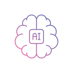 Ai Brain vector icon stock illustration