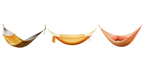Set of different types of hammocks isolated on transparent background