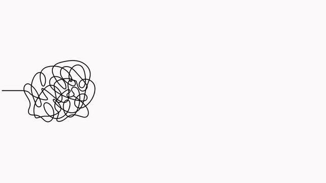Chaotic and mess lines with target continuous line drawn animated video. Achieve goal symbol. Problem solving concept animation.
