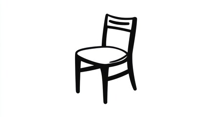 Simple chair sketch, white background, design element