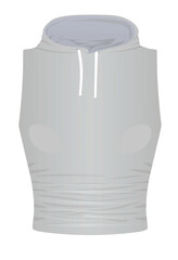 Woman grey crop hoodie. vector illustration