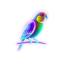 Fototapeta premium Parrot holographic 3D icon. neon symbol vector illustration isolated on white background. Generative AI