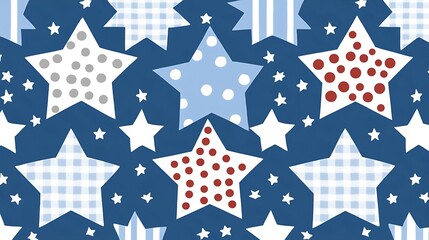 Obraz premium Pattern of stars in blue, red, white colors. Background decor, fabric, background use
