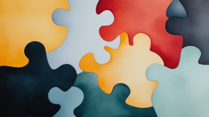 Colorful Puzzle Pieces Interlocking