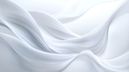 Fototapeta premium Serene Symphony of White: Abstract waves dance gracefully, creating a mesmerizing flow of light and shadow. A calming visual journey through fluid, organic forms. Perfect for minimalist designs.