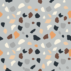 Dark Terrazzo Seamless Pattern in Elegant Tones